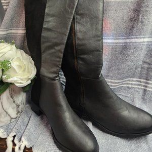 Biotime black leather/suede boot